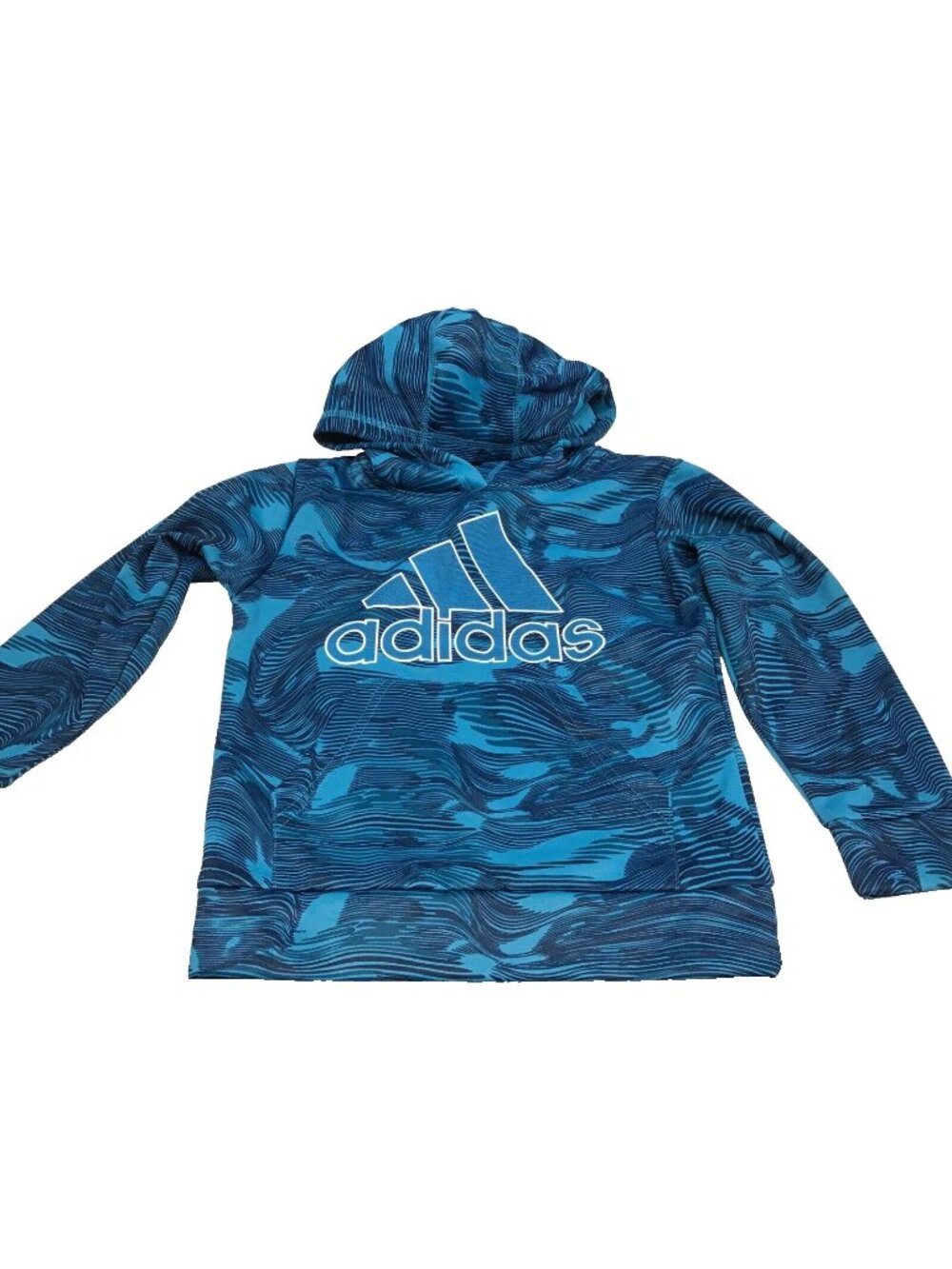 Adidas Boys 5 Blue Black Fleece Lined Logo Hoodie